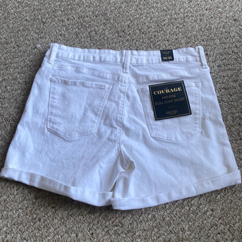 Rachel Roy White Denim Mid-Rise Roll Cuff Shorts - Picture 3 of 11